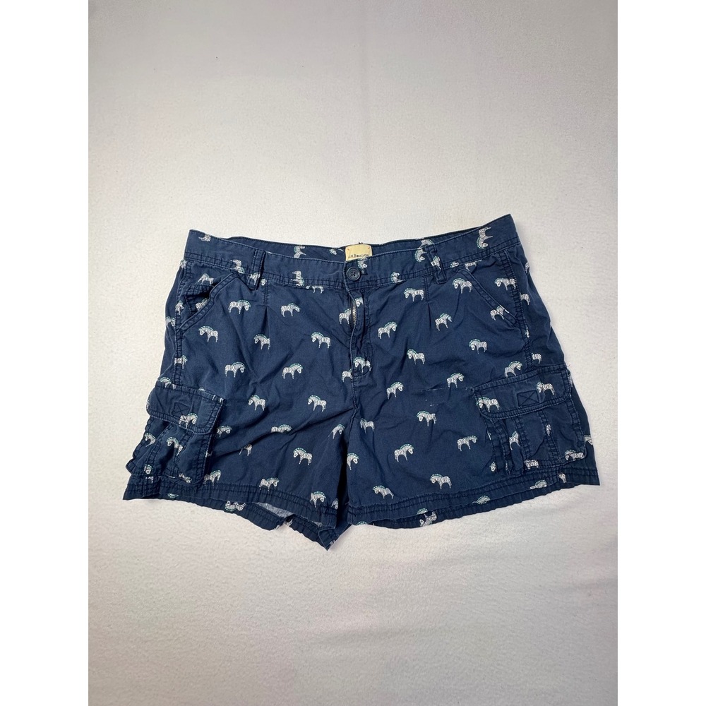 Safari G.H. Bass & Co Women 12 Cargo Shorts Navy Blue Zebra Print Cotton Utility